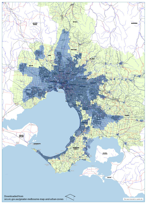 Image of the Greater Melbourne Map for Land Tax purposes